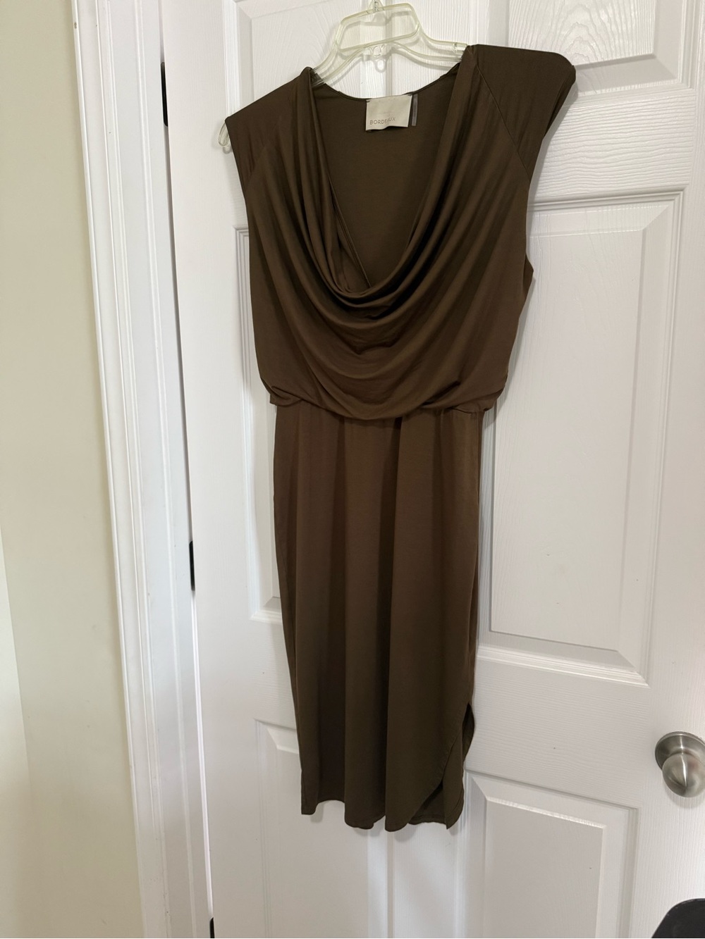 Bordeaux Brown Cowl-Neck Sleeveless Midi Dress